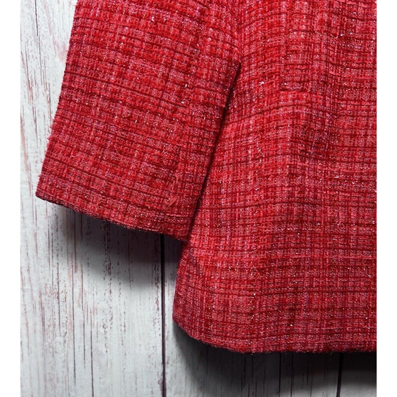 INC International Women's Tweed Red Blazer Holiday Special Occasion Formal Small - Picture 4 of 9